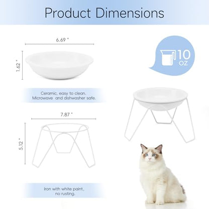 CEEFU 2-Pack Ceramic Raised Cat Bowls for Food and Water, Elevated Pet Dishes Bowls with Stand, Cats and Small Dogs, Dishwasher Safe