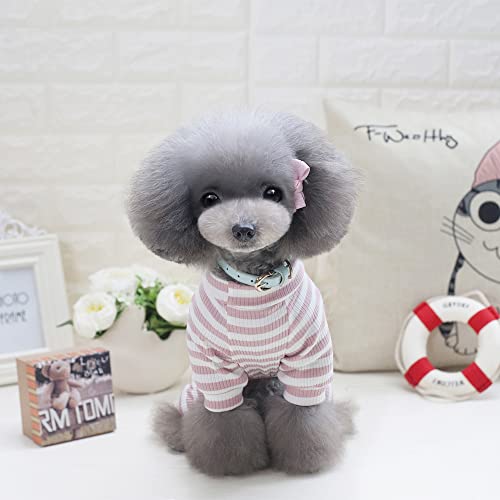 Dogs PJS Clothes for Small Dogs Girl Puppy Pajamas Long Sleeved Onsie Warm Coats Jumpers Outfits - color: PINK, size: S(Back7.8", Weight2.5-4 lbs)
