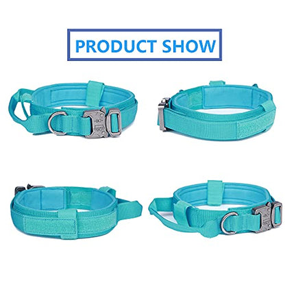 Tactical Dog Collar Adjustable Military Nylon Dog Collar with Control Handle and Heavy Duty Metal Buckle for Medium and Large Dogs (Blue,S) - color: Blue, size: Small (Pack of 1)