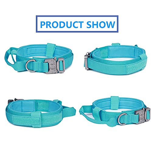 Tactical Dog Collar and Leash Set Adjustable Military Nylon Dog Collar with Control Handle and Heavy Duty Metal Buckle for Large Dogs（Blue S - color: Blue SET(collar+leash), size: Small (Pack of 1)