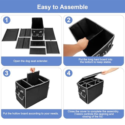 Seat Extender for Dogs up to 200lbs, Back Seat with Storage Pockets, Collapsible Front & Backseat Extender for Large, Medium and Small Dogs(Grey&Black) - color: Grey&Black