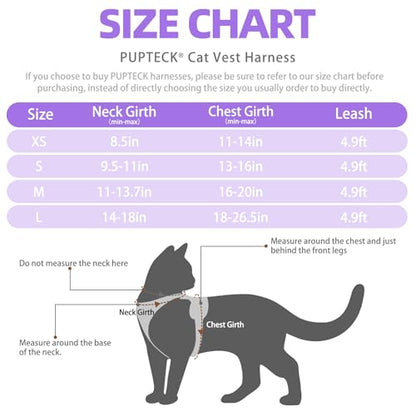 PUPTECK Cat Harness and Leash Set Escape Proof Reflective Cat Walking Harness Adjustable Soft Breathable Mesh Vest for Small Pets, Purple, XS - color: Purple, size: XS (NECK 8.5", CHEST 11"-14")