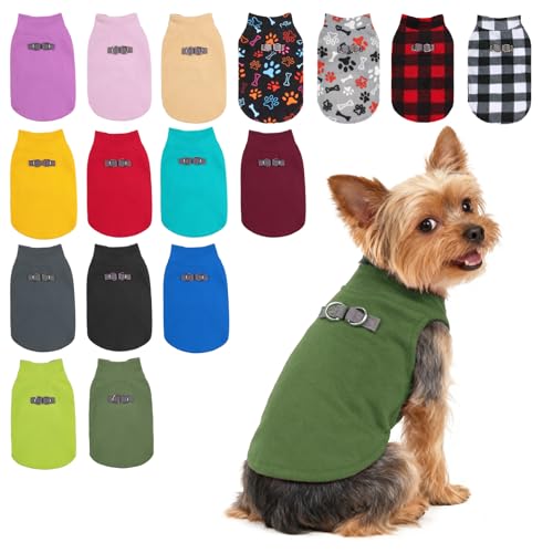 BEAUTYZOO XS Dog Sweaters, Soft Fleece Vest Pullover Dog Jacket with D-Ring Leash Attachment, Warm Winter Dog Clothes Cold Weather Doggy Chihuahua Sweater for Small Dogs Cats Boy or Girl, XSmall - color: ARMY GREEN, size: X-Small