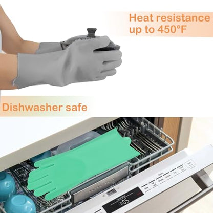 Pet Grooming Gloves, Dog Bathing Gloves with High-Density Teeth, Heat Resistant Silicone Cat Hair Remover with Enhanced Five Finger Design, Bathing and Massaging for Dogs and Cats (Green) - color: Green