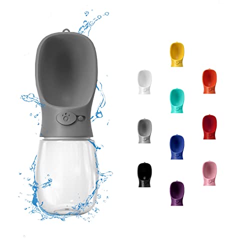 WePet Portable Dog Water Bottle, 12 OZ, Leak Proof Puppy Water Dispenser with Drinking Feeder for Pets Outdoor Walking, Hiking, Travel, Food Grade Plastic - color: #07 Grey, size: 12 oz