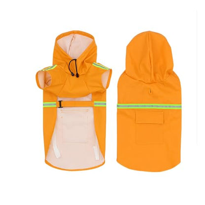 Pet Dog Raincoat Water Repellent Reflective Lightweight with Adjustable Hood for Small Medium Large Dogs (Orange,M)