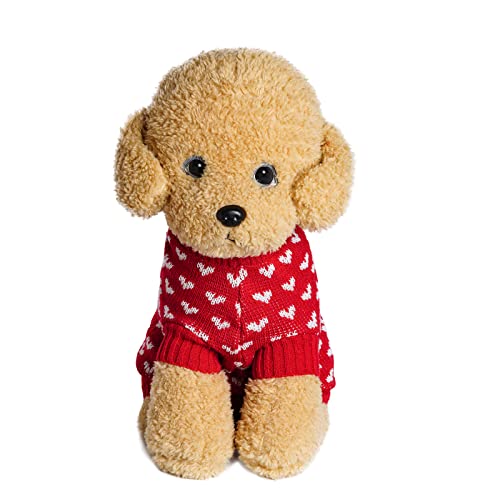 Dxhycc Dog Knitted Sweater Dog Heart Sweater Puppy Sweater Warm Soft Pet Holiday Clothes for Medium Cats and Dogs (Red, M) - color: Red, size: Medium