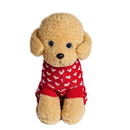Dxhycc Dog Knitted Sweater Dog Heart Sweater Puppy Sweater Warm Soft Pet Holiday Clothes for Medium Cats and Dogs (Red, M) - color: Red, size: Medium