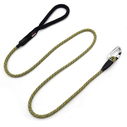 Heavy Duty Dog Leash with 1100LB Rated Locking Carabiner – 6FT Climbing-Inspired Reflective Rope Leash for Large & Medium Dogs that Pull – Padded Handle (Navy/Yellow) - color: Navy/Yellow