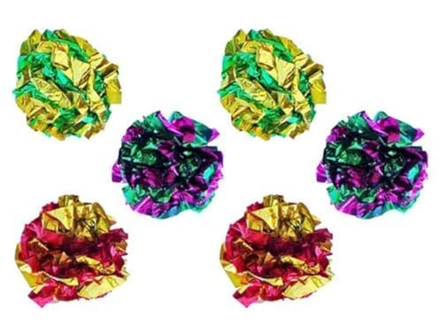Mylar Crinkle Balls Cat Toys Interactive Crinkle Cat Toy Balls Independent Pet Kitten Cat Toys for Fat Cats Kittens Exercise, Soft and Right Size (6 Pack) - size: 6 Pack