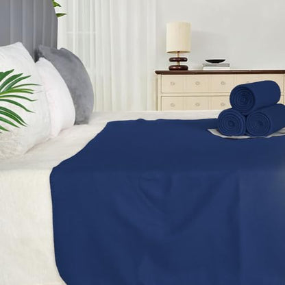ZYFZCYBL Fleece Throw Blankets Lightweight Warm Soft Cozy Pet-Friendly Bulk Fleece Throw Blanket Solid for Home Bed, Sofa，Office,Gifts, Couch (Pack of 6-50 x 60 inch，Navy) - color: Navy