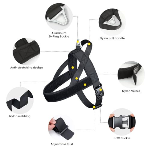 EXCELLENT ELITE SPANKER No Pull Dog Harness Padded Military Patrol Vest Adjustable Nylon Small Service Walking Dog Harness with Handle for Training Running(BLK-L) - color: BLK, size: L-(Chest 31.5-43")