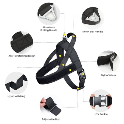 EXCELLENT ELITE SPANKER No Pull Dog Harness Padded Military Patrol Vest Adjustable Nylon Small Service Walking Dog Harness with Handle for Training Running(BLK-L) - color: BLK, size: L-(Chest 31.5-43")