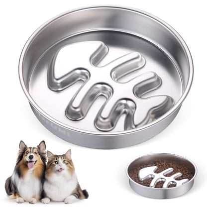 Stainless Steel Slow Feeder Dog Bowls – Non-Slip Metal Dog Bowl for Large & Medium Breeds, Puppy Puzzle Feeder – 2 Cup Capacity for Small to Big Pets – Durable Slow Feed Dog & Cat Food Dish - color: Fishbone