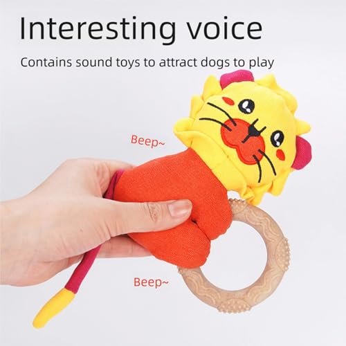 TiaoBug Puppy Teething Toy with Squeaky Soft Plush Dog Chew Toys for Small Dogs Interactive TPR Lion One Size - color: Lion