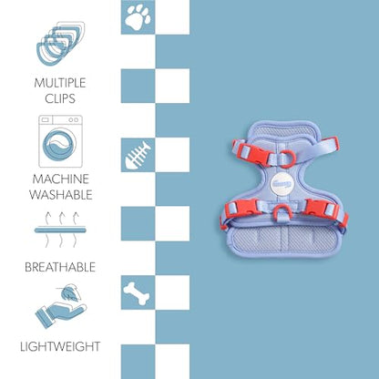 HNS1000E Arlo Extra Small Adjustable Soft Padded No Pull Pet Harness with 3 Buckles and 3 Leash Clips, Sangria - color: Periwinkle, size: X-Small (Chest: 11.8 - 17")