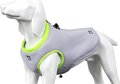 SGODA Dog Cooling Vest Harness Cooler Jacket Grey Green Small - color: grey with green, size: Small Chest 17.5-20"