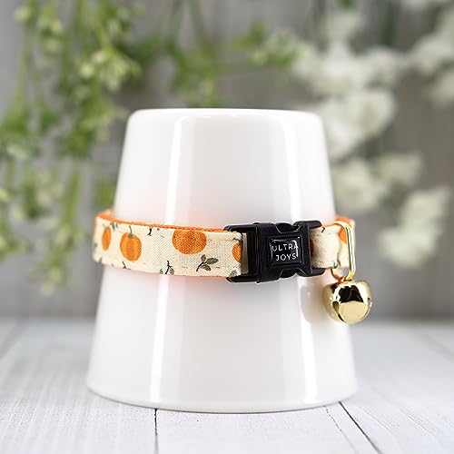 Ultra Joys Breakaway Cat Collar with Bells - Boy & Girl Kitten Collar - Pumpkin Small - color: Pumpkin-Collar Only, size: Small