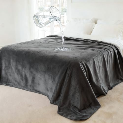 100% Waterproof Blanket for Couch, Reversible Fleece Love Blanket, Spill-Proof Dog Throw for Camping, Travel, Dark Grey/Light Grey 60x80 inches - color: Dark Grey/Light Grey, size: 60"x80"