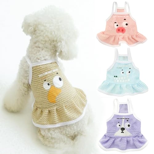 4 Pieces Dog Dress for Small Dogs Girl,Puppy Sleeveless Clothes Pet Pullover Vest Skirt,Cute Dress Pet Dog Shirt Breathable Outfits for Small Dogs Puppy Cats Girl Apparel (XL) - color: Big - Faced Expression, size: XL(Chest : 19.6")
