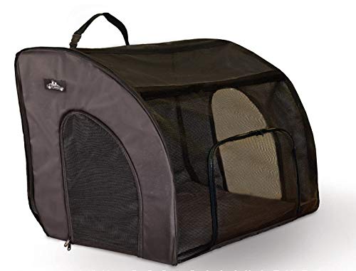 Soft Pet Travel Car Seat Crate for Large Size Dog or Cat - Folds Flat - Storage Bag Included - Black Color - Portable with Case
