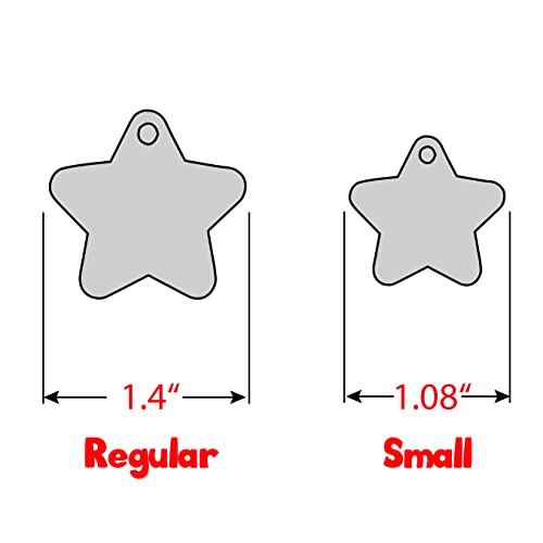 Personalized Dog Tag with 5 Lines of Custom Deep Engraved Durable Stainless Steel Pet ID Name Tag Designer Regular Size Star - size: Regular, style: Star