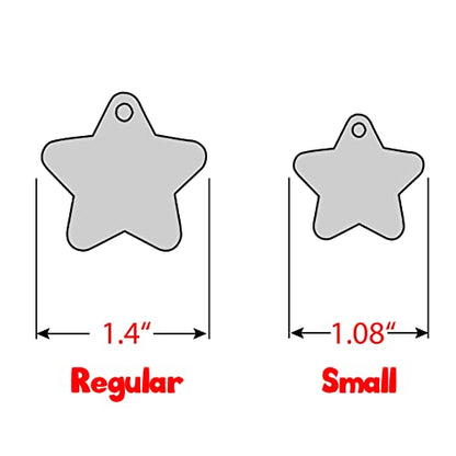 Personalized Dog Tag with 5 Lines of Custom Deep Engraved Durable Stainless Steel Pet ID Name Tag Designer Small Size Star - size: Small, style: Star