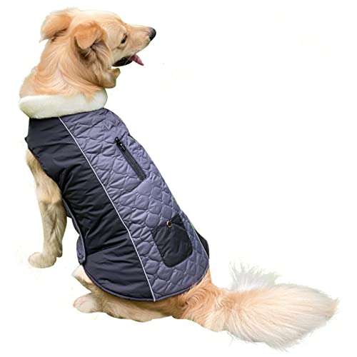 PETCUTE Reversible Winter Dog Coats,Waterproof Warm Pet Clothes with Harness Hole,Windproof,Adjustable Lightweight Dog Jacket for Small Medium Dogs,Reflective Dog Apparel for Cold Weather - color: Gray, size: S