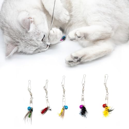 Insect Cat Toy Set with Bells for Cat Teaser, Ultra-Realistic Bug Toy Refills for Wand Toys, Interactive Toys Ideal for Kitten Enrichment Exercise & Mental Stimulation (5 PCS) - color: Small Bugs