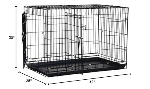 Precision Pet Products Two Door Great Crate Wire Dog Crate, 42 Inch, For Pets 70-90 lbs, With 5-Point Locking System - size: 42.0"L x 28.0"W x 30.0"H