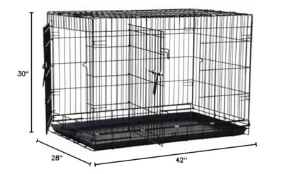 Precision Pet Products Two Door Great Crate Wire Dog Crate, 42 Inch, For Pets 70-90 lbs, With 5-Point Locking System - size: 42.0"L x 28.0"W x 30.0"H