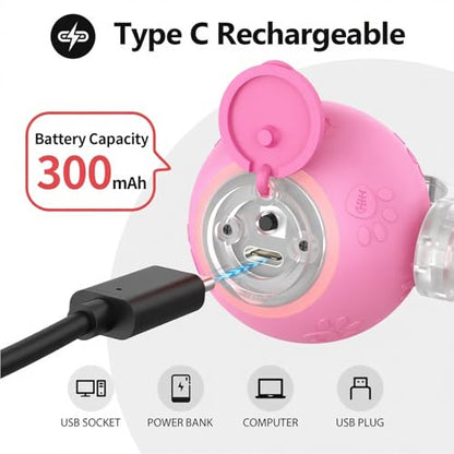 FUNNYDUCK Speed 2.0 Tail Interactive Cat Toy – Motion-Activated Rolling Ball with Chirping Sounds, USB Rechargeable Smart Ball Toy for Indoor Cats & Kittens, Enrichment & Exercise - color: Pink