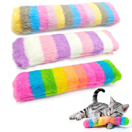 Kerros Cat Toys Pillows 3 Pack, Soft Cat Kitten Toy with Catnip Inside Interactive Toys for Indoor Cats Kittens Self Play, Kick, Swatting, Biting, Hunting, Exercise