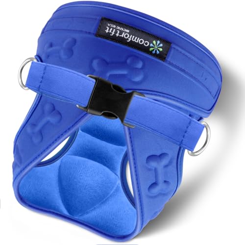 Comfort Fit All Weather Dog Harness No Pull Soft Padded Extra Comfort Step in Dog Harness with Adjustable Buckles Easy Control Vest Harness for Small Medium Large Dogs Inside Velvet Plush - color: Blue Plush, size: S (Chest 12" - 15.5")