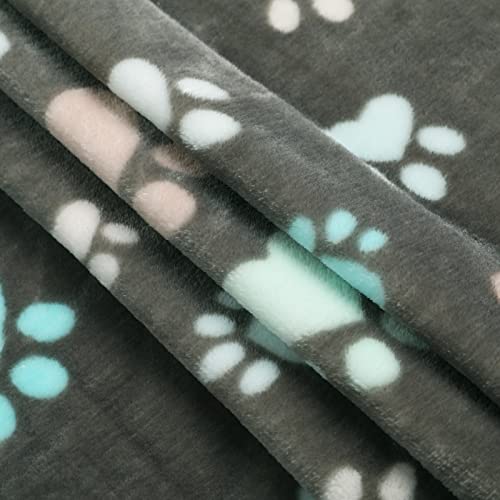 Luciphia 1 Pack 3 Blankets Fluffy Premium Fleece Pet Blanket Flannel Paw Printed Throw for Dog Cat(Small 23x16'', Grey/Brown/Blue) - color: Paw2, size: 23x16 inch (Pack of 3)