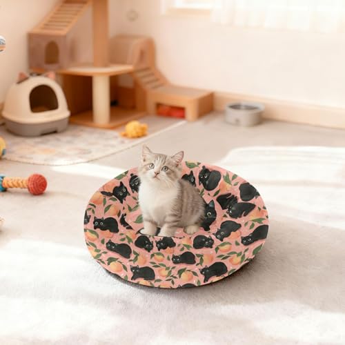 Calming Donut Dog Bed Cat Sweet Peach Design, 22" Washable Pet Lounger with Removable Cover, Cozy Cushion Comfort Nest for Medium Dogs - size: Medium