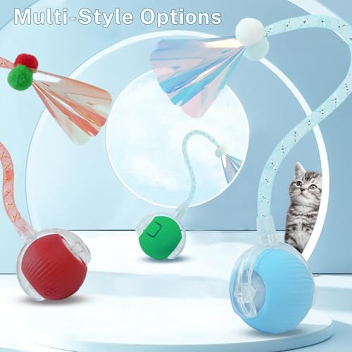New Upgraded Cat Ball Toy - Speedy Tail 3.0 Cat Toy, Interactive Cat Toy Ball, Stimulating Toys and Juguetes para Gatos, Cat Toys for Bored Indoor（Sound Switchable） (Green) - color: A-Green