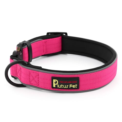 Plutus Pet Tactical Dog Collar, Reflective, Adjustable Heavy Duty Dog Collar, Soft Padded and Comfortable, for Small Medium and Large Dogs (Hot Pink, XS) - color: Hot Pink, size: XS