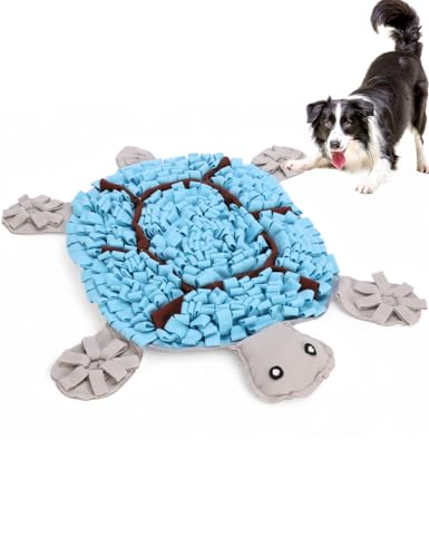 Turtle Snuffle Mat for Dogs, 28.8''x22.8'' Large Nose Work Mat, Dog Food Mat for Foraging and Mental Stimulation, Interactive Feeders for Boredom Relief（Blue） - color: blue