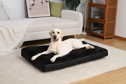 Dog Crate Bed Waterproof Deluxe Plush Dog Beds with Removable Washable Cover Anti-Slip Bottom Pet Sleeping Mattress for Large, Medium, Jumbo, Small Dogs, 41 x 27 inch, Black - color: Black, size: 41.0"L x 27.0"W x 3.0"Th