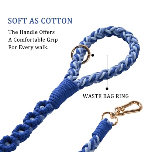 Double Dog Leash – Tangle-Free Dual Leash with 360° Swivel, Shock Absorbing Bungee, Reflective Stitching & Hand-Braided Main Rope (Supports Up to 440 lbs, Blue) - color: Blue