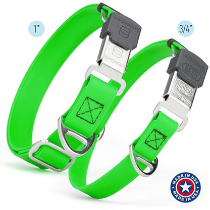 Biothane Waterproof Durable Dog Collar with Herm Sprenger - Quick Release ClicLock Buckle - Fits Medium and Large Dogs - Made in USA (Tropical Green, W 3/4" x L 12"-19") - color: Tropical Green, size: W 3/4" x L 12"-19"