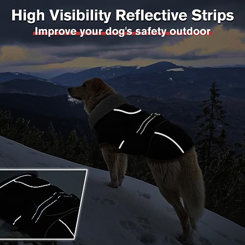 Lelepet Warm Dog Coats for Small Dogs Waterproof Dog Jacket Reflective Pet Fleece Vest Windproof Cold Weather Coats with Adjustable Buckle & Leash Hole, Black, S - color: Black, size: S