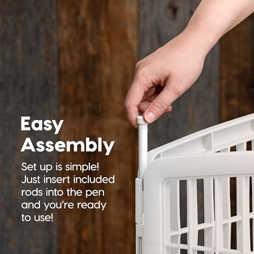 IRIS USA 34" Exercise 8-Panel Pet Playpen with Door, Dog Playpen, Puppy Playpen, Small Medium Large Dogs, Keep Pets Secure, Easy Assemble, Rust-Free, Heavy-Duty Molded Plastic, Customizable, White - color: White, style: 8-Panel w/ Door