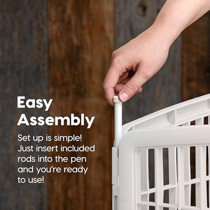IRIS USA 34" Exercise 8-Panel Pet Playpen with Door, Dog Playpen, Puppy Playpen, Small Medium Large Dogs, Keep Pets Secure, Easy Assemble, Rust-Free, Heavy-Duty Molded Plastic, Customizable, White - color: White, style: 8-Panel w/ Door