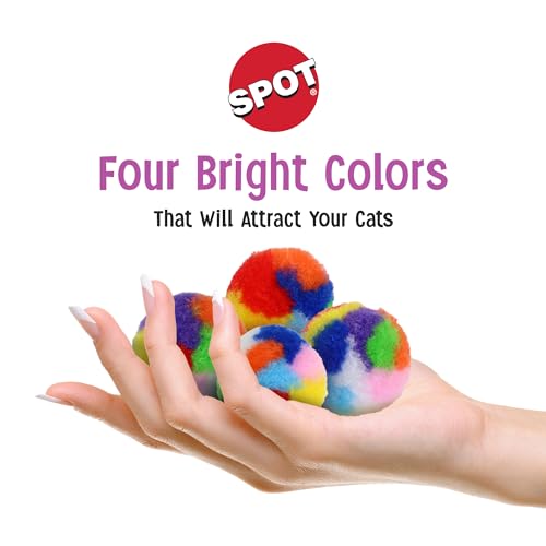 Ethical SPOT Kitty Yarn Puffs Colorful Woolen Yarn Cat Toy Contains Catnip 1.5" Pack of 4 Pet