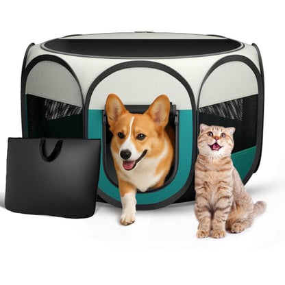 Foldable Large Playpen for Cat Dog - Portable Cats Dogs Kennel Pop Up Dog Playpens, Small Pets CrateTent Cage with Carrying Case for Outdoor Travel - style: L