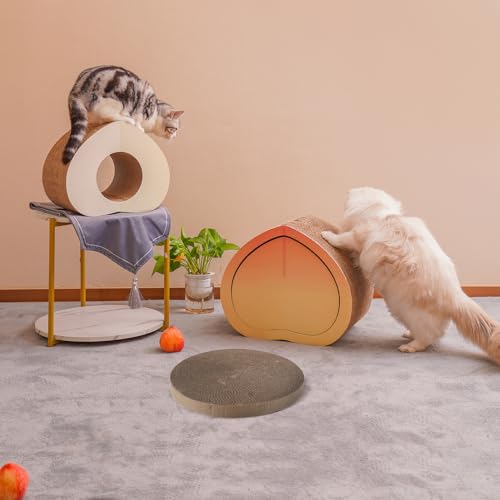 PRETYZOOM Replaceable Cat Scratching Pad Refill, Round Corrugated Cardboard Scratch Board, Reusable Indoor Cat Scratcher for Kitten Furniture Protection