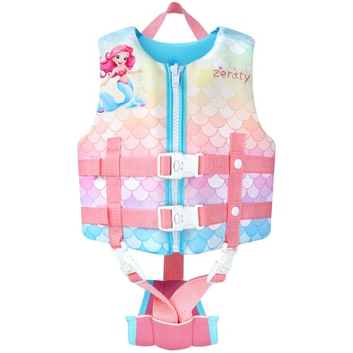 Toddler Swim Vest Neoprene Kids Float Jacket Swimming Aid for Children Girls and Boys 20-30-40-50-60-70-80Lbs with Dual Adjustable Safety Straps - color: Mermaids, size: S(Age Recommend 1-3 Years)