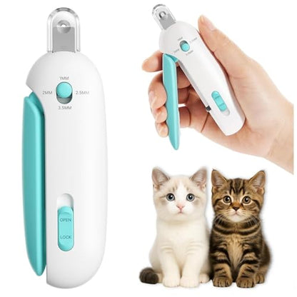 Cat Nail Clipper, Cat Nail Trimmer with Adjustable 3-Size Trimming Hole & Hidden Nail File, Anti-Splash Claw Cutter with Debris Catcher for Kittens, Cats & Small Pets Home Grooming